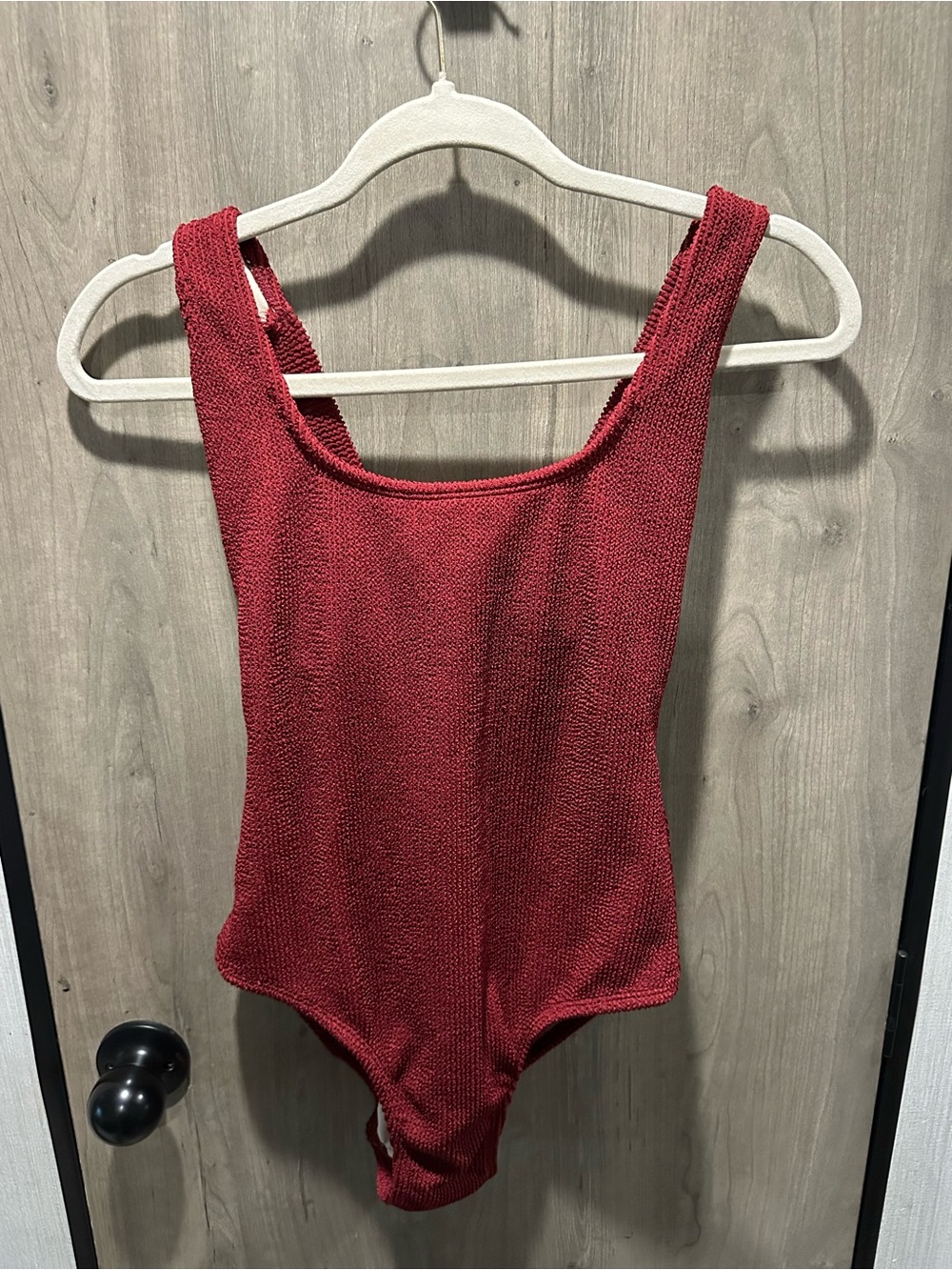 Kona Sol Red Textured Tie Back One Piece Swimsuit Size Medium